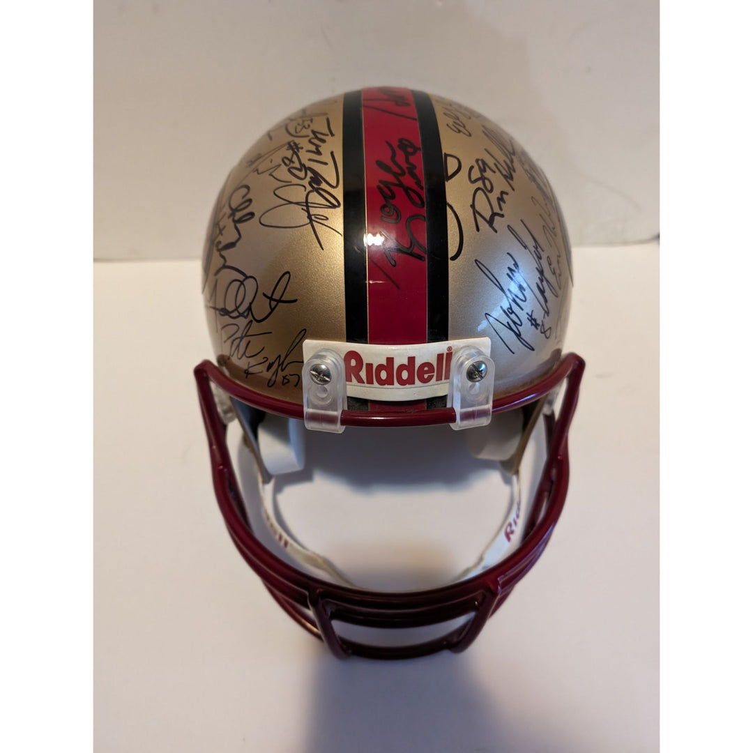 Joe Montana Jerry Rice Roger Craig Super Bowl champions full size riddell helmet signed with proof