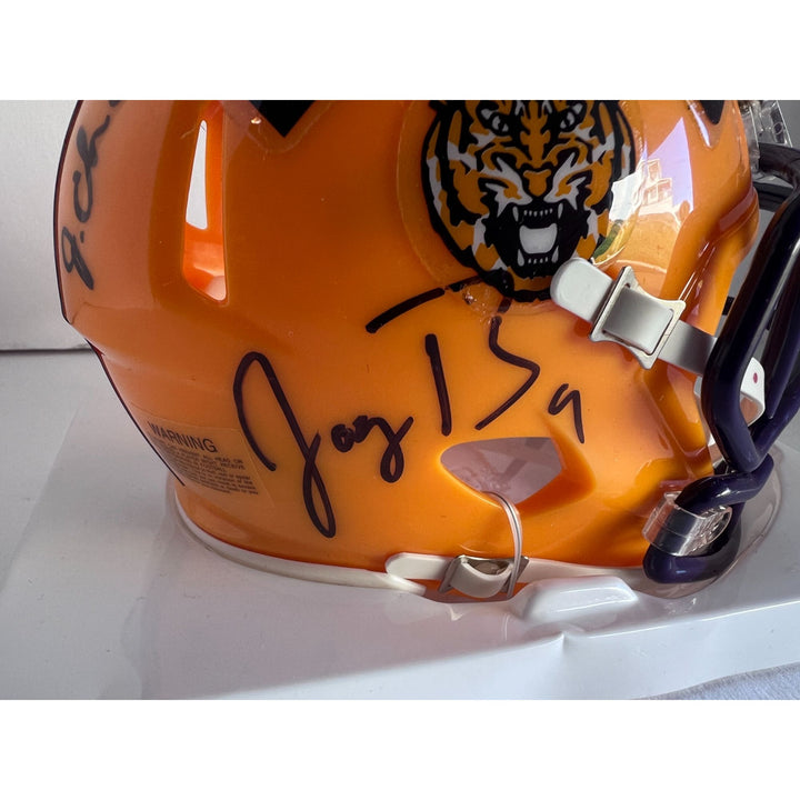 Joe Burrow J'aMarr Chase LSU Tigers Riddell mini helmet signed with proof