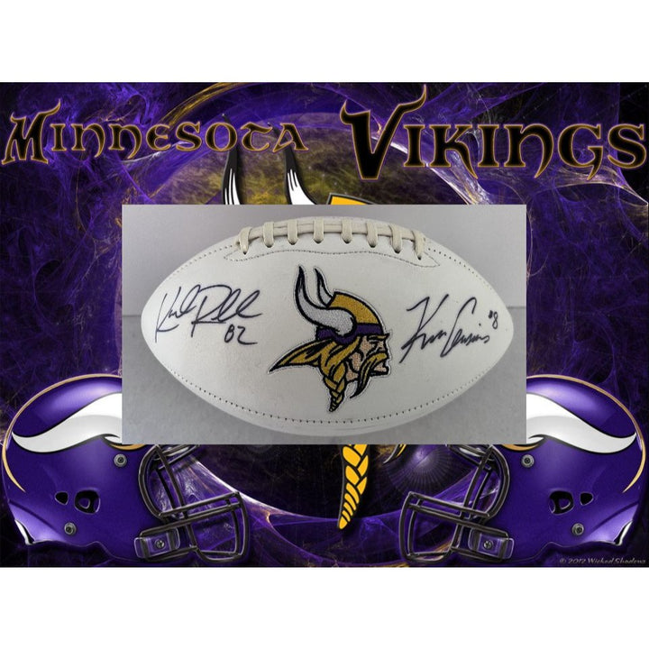 Minnesota Vikings Kirt Cousins and Kyle Rudolph full size logo football signed with proof