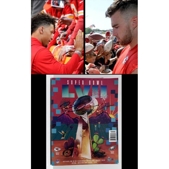 Super Bowl program Super Bowl LVII Patrick Mahomes and Travis Kelce signed with proof