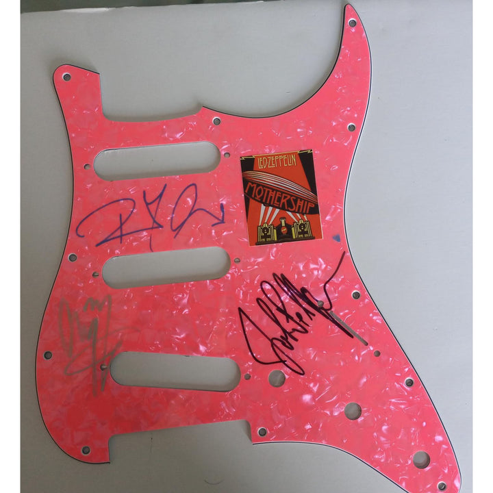 Jimmy Page John Paul Jones Robert Plant Led Zeppelin guitar pickguard signed with proof