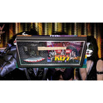 Load image into Gallery viewer, Kiss Gene Simmons Ace Frehley, Peter Criss, Paul Stanley AX bass guitar signed and framed 22x47 with proof
