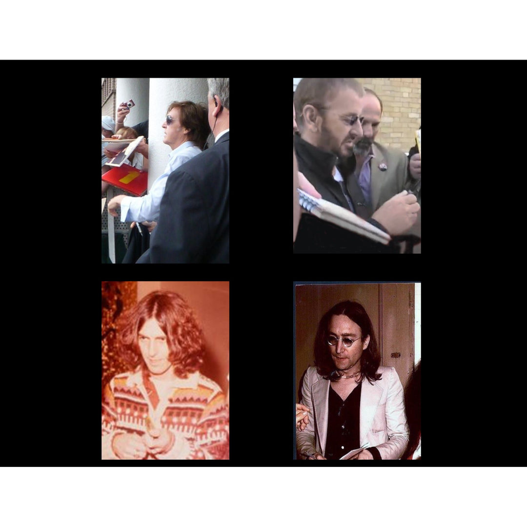 The Beatles John Lennon George Harrison Paul McCartney Ringo Starr incredible signed guitar with museum quality frame