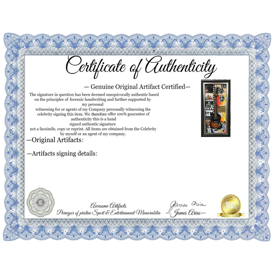 The Beatles John Lennon George Harrison Paul McCartney Ringo Starr incredible signed guitar with museum quality frame