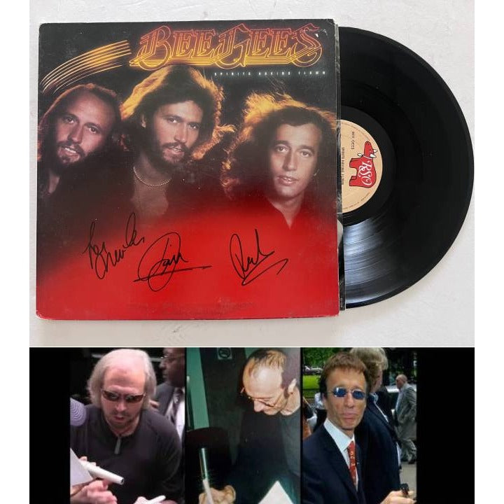 Barry, Robin and Maurice Gibb the Bee Gees Spirits Having Flown original LP signed with proof