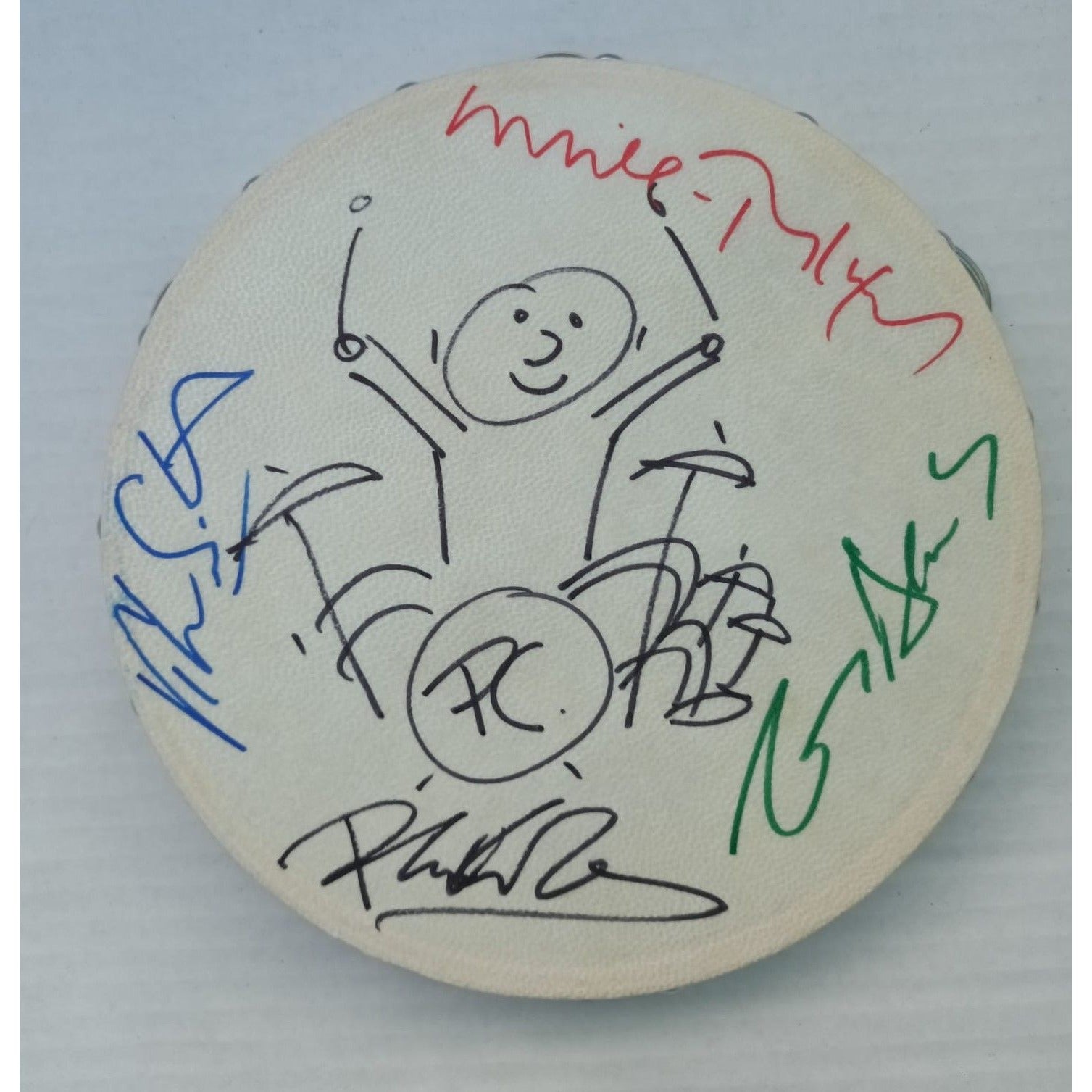Phil Collins Peter Gabriel Tony Banks Mike Rutherford Genesis 10 inch tambourine signed with proof
