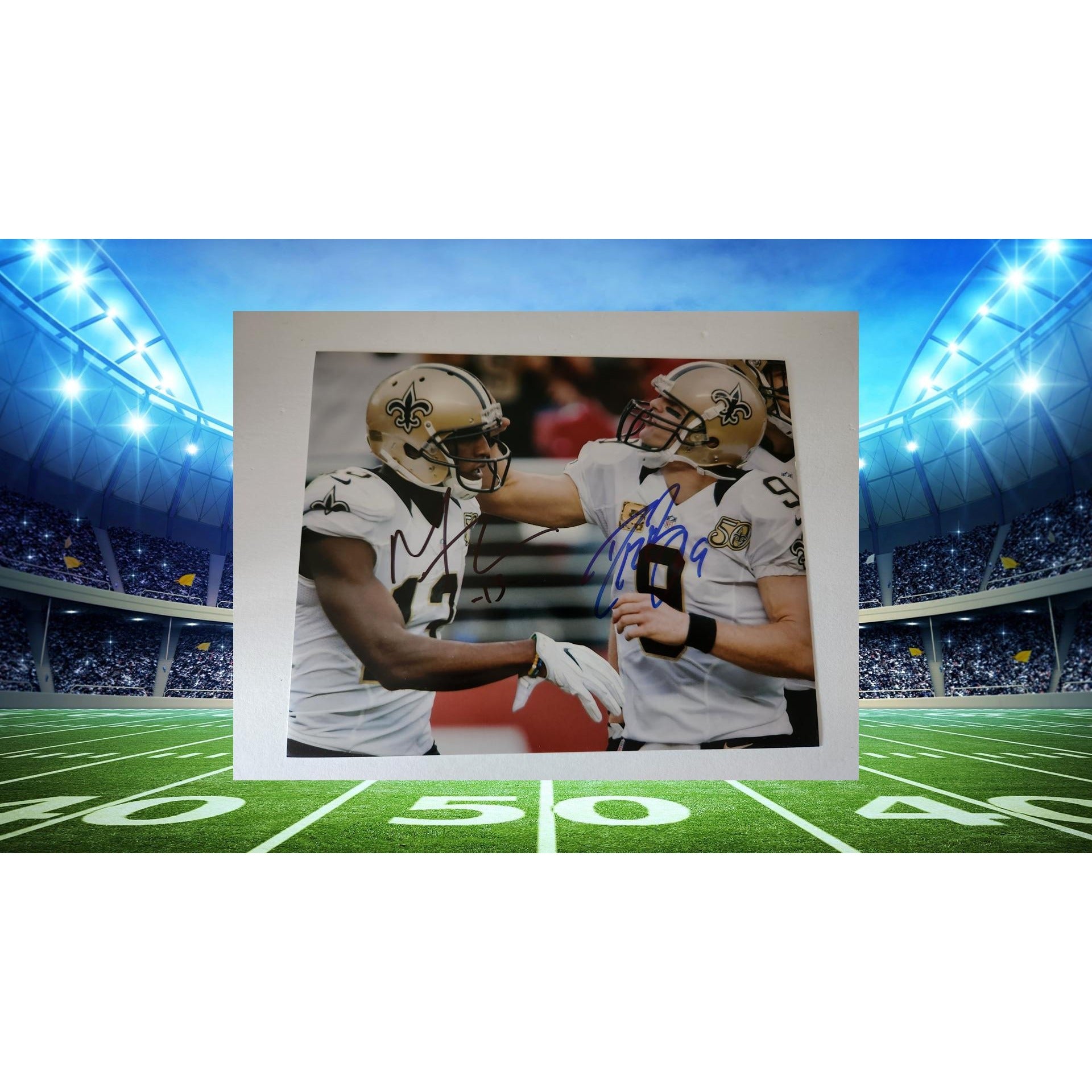 New Orleans Saints Drew Brees and Michael Thomas 8x10 photo signed