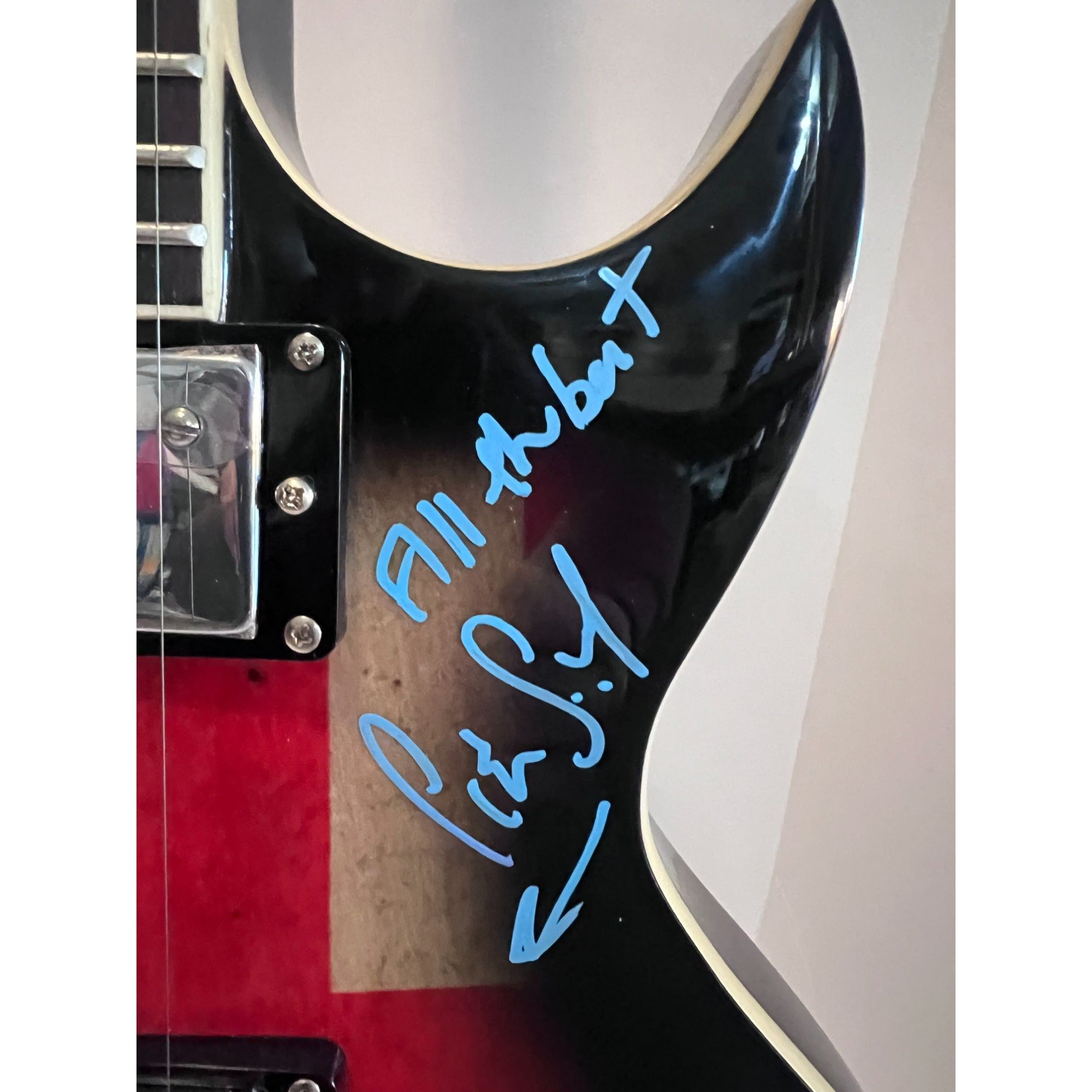 Genesis Phil Collins Peter Gabriel Tony Banks Electric guitar full size  signed
