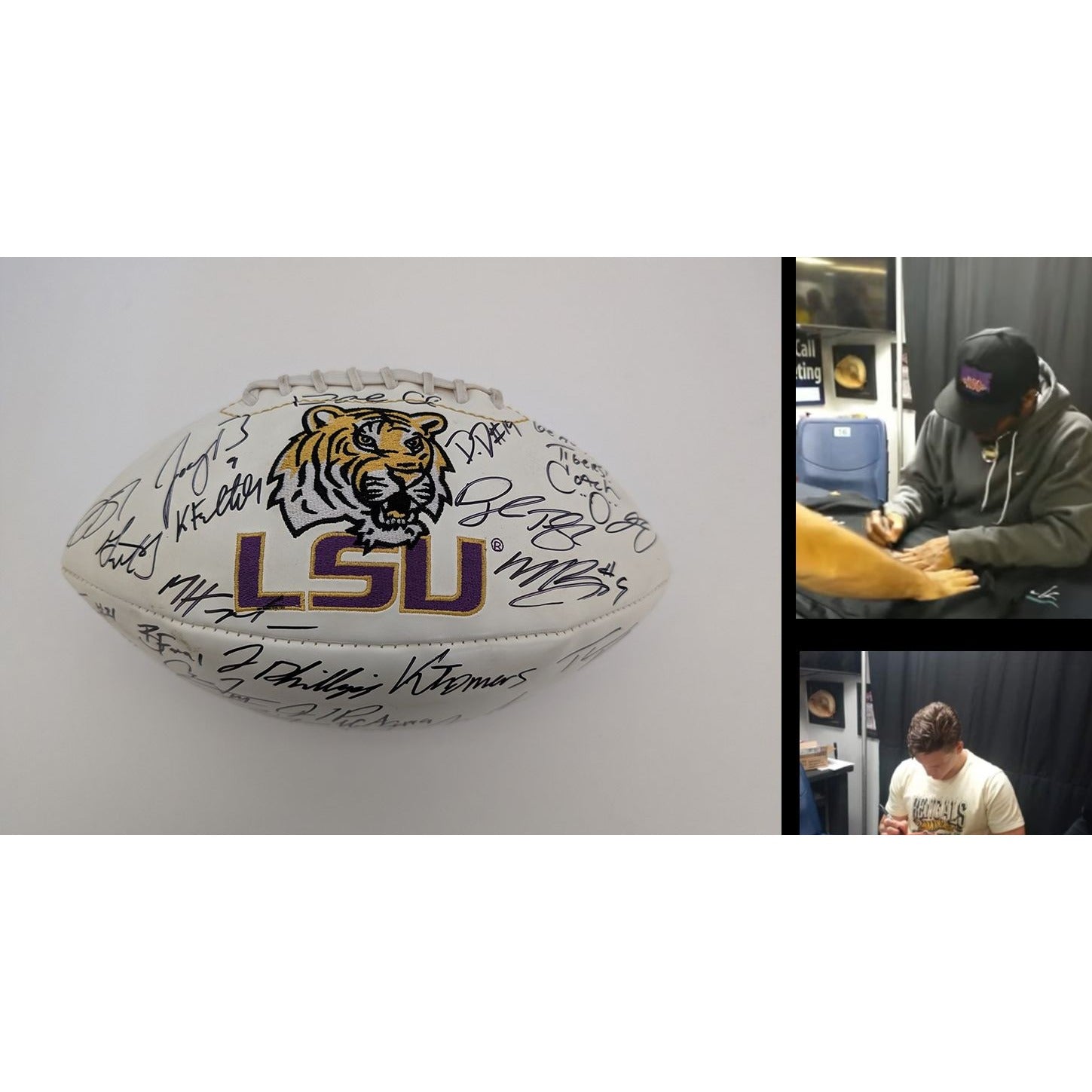 Joe Burrow Ja'Marr Chase LSU Tigers full size National Champions football signed with w proof