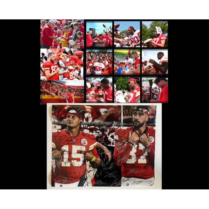 Kansas City Chiefs  2023-24 Patrick Mahomes Travis Kelce 40 plus sigs Super Bowl Champs team signed 16x20 photo signed  with proof