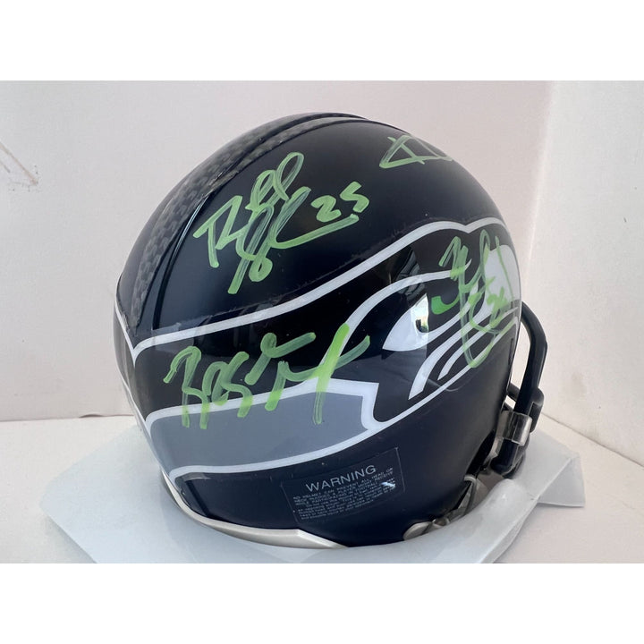 Seattle Seahawks Richard Sherman Kam Chancellor Riddell mini helmet signed with proof