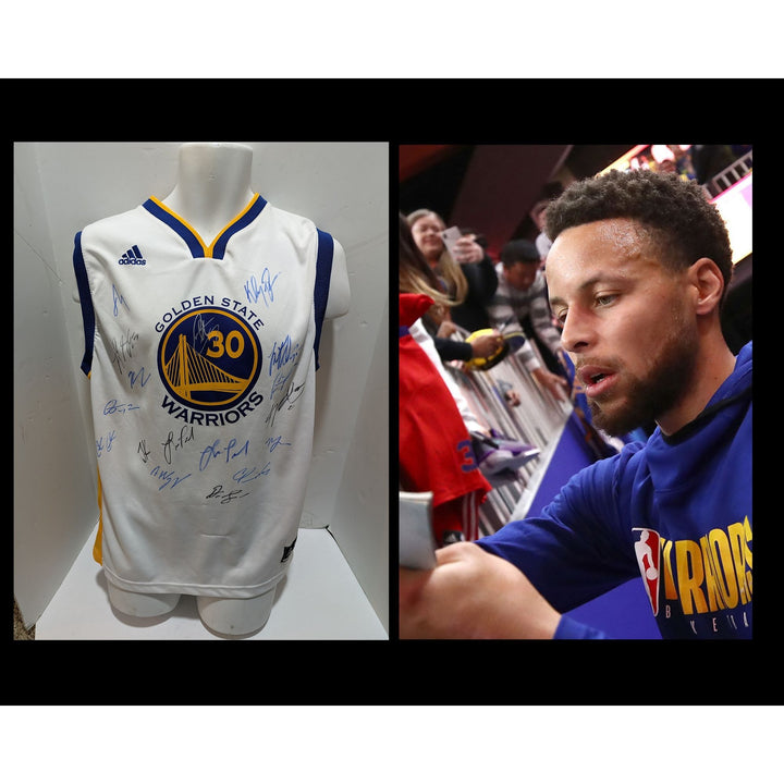 Golden State Warriors Stephen Curry Draymond Green  Klay Thompson 2022 23 NBA champions team signed jersey with proof