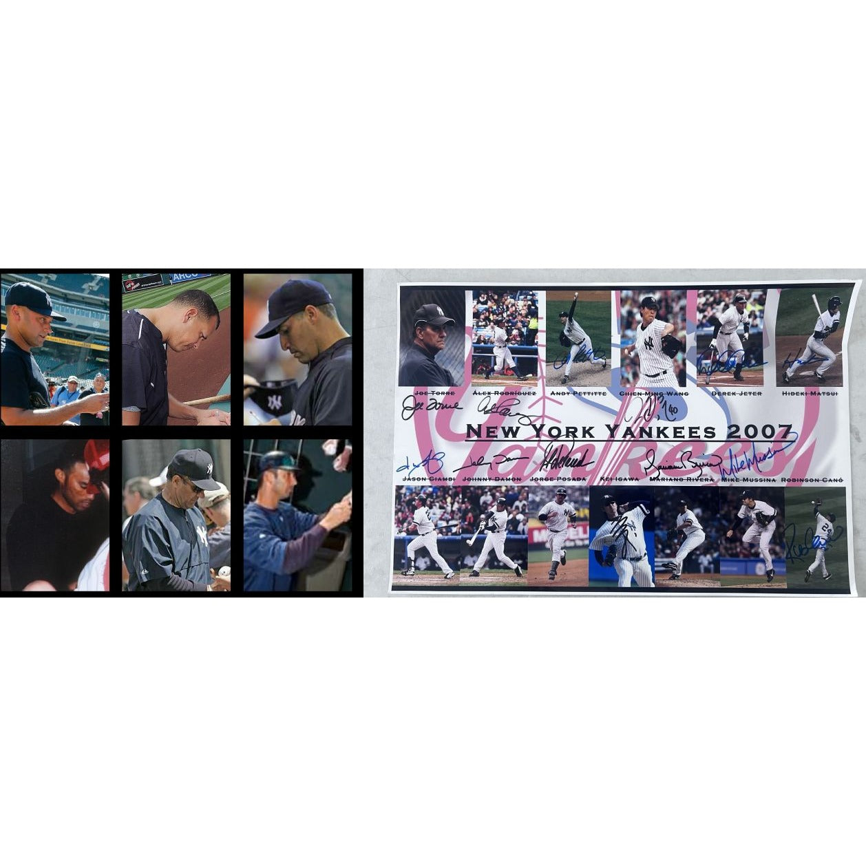 New York Yankees 2007 Andy Pettit Alex Rodriguez Derek Jeter Mariano Rivera 19x13 photo signed