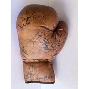 Heavyweight Champions Muhammed Ali Tyson Fury Mike Tyson George Foreman vintage boxing glove signed with proof