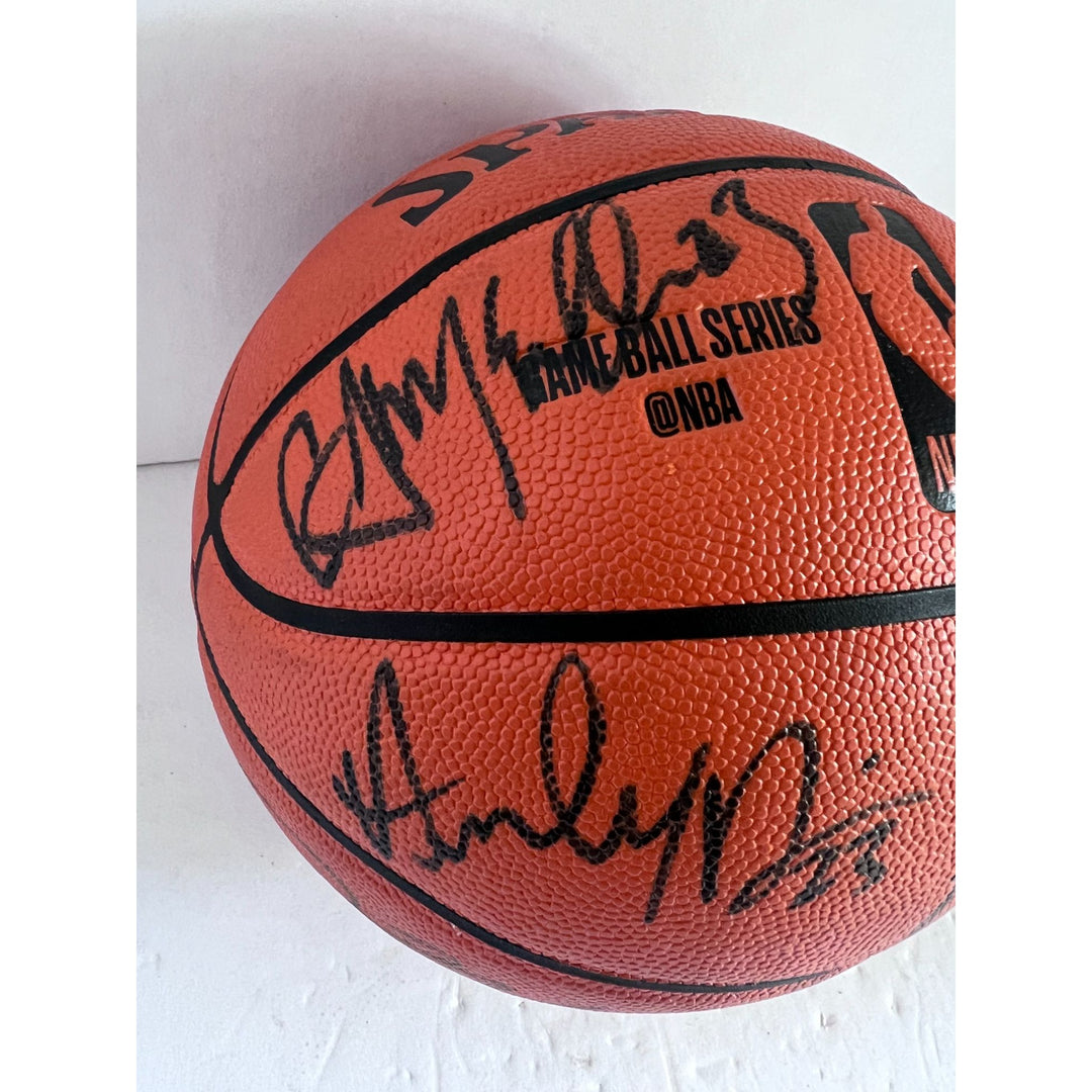 LeBron James Steph Curry Kevin Durant Anthony Davis Damian Lillard NBA superstars Spalding basketball signed with proof