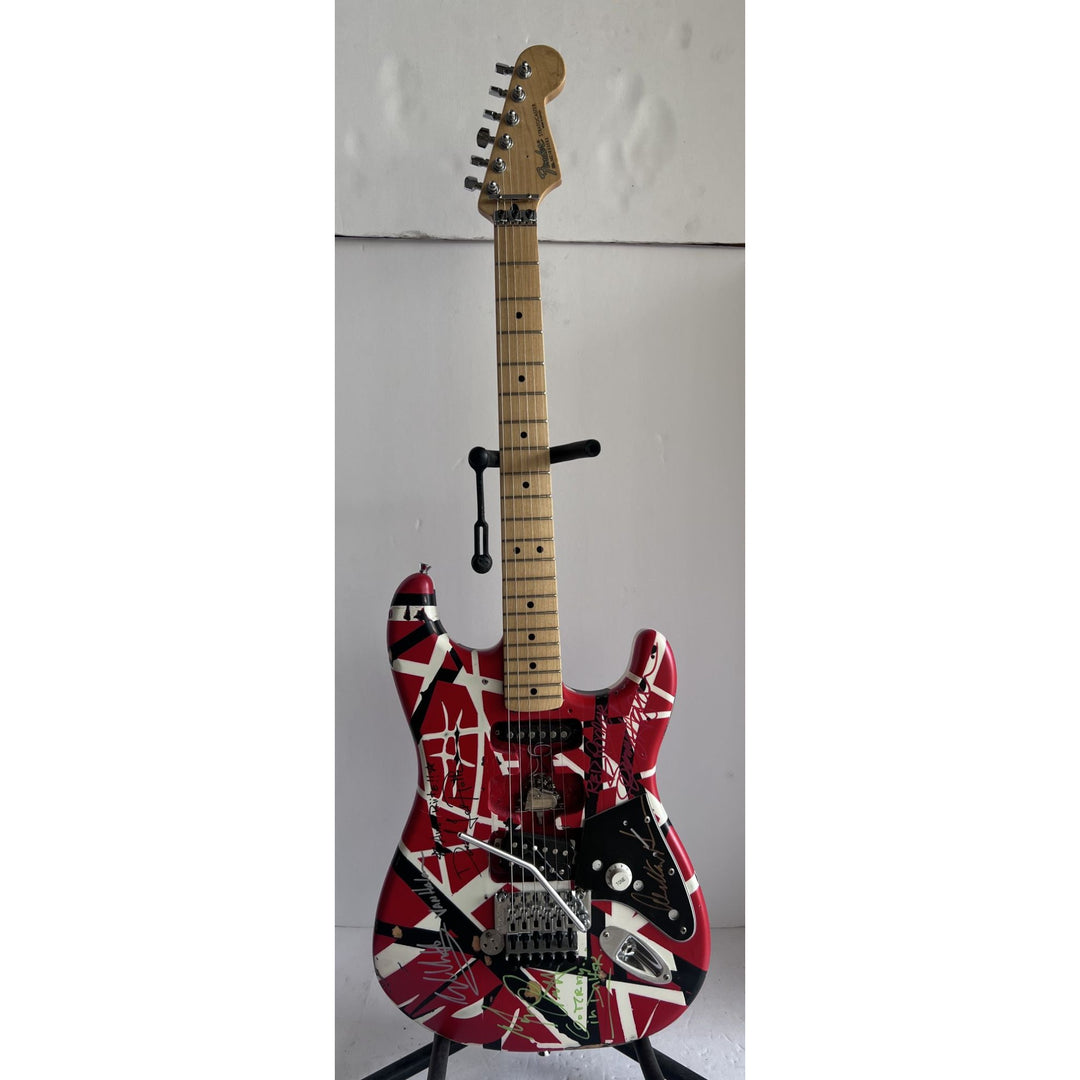 Eddie Van Halen Frankenstein Fender Stratocaster electric guitar signed by David Lee Roth Eddie Van Halen Michael Anthony Sammy Hagar