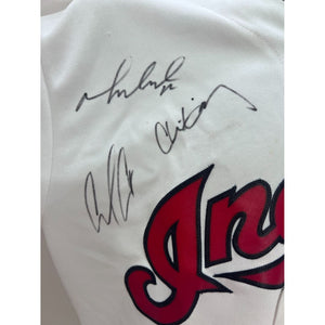 Cleveland Indians Jose Ramirez Jerry Francona Francisco Lindor Corey kluber 2016 game model Indians embroidered jersey signed