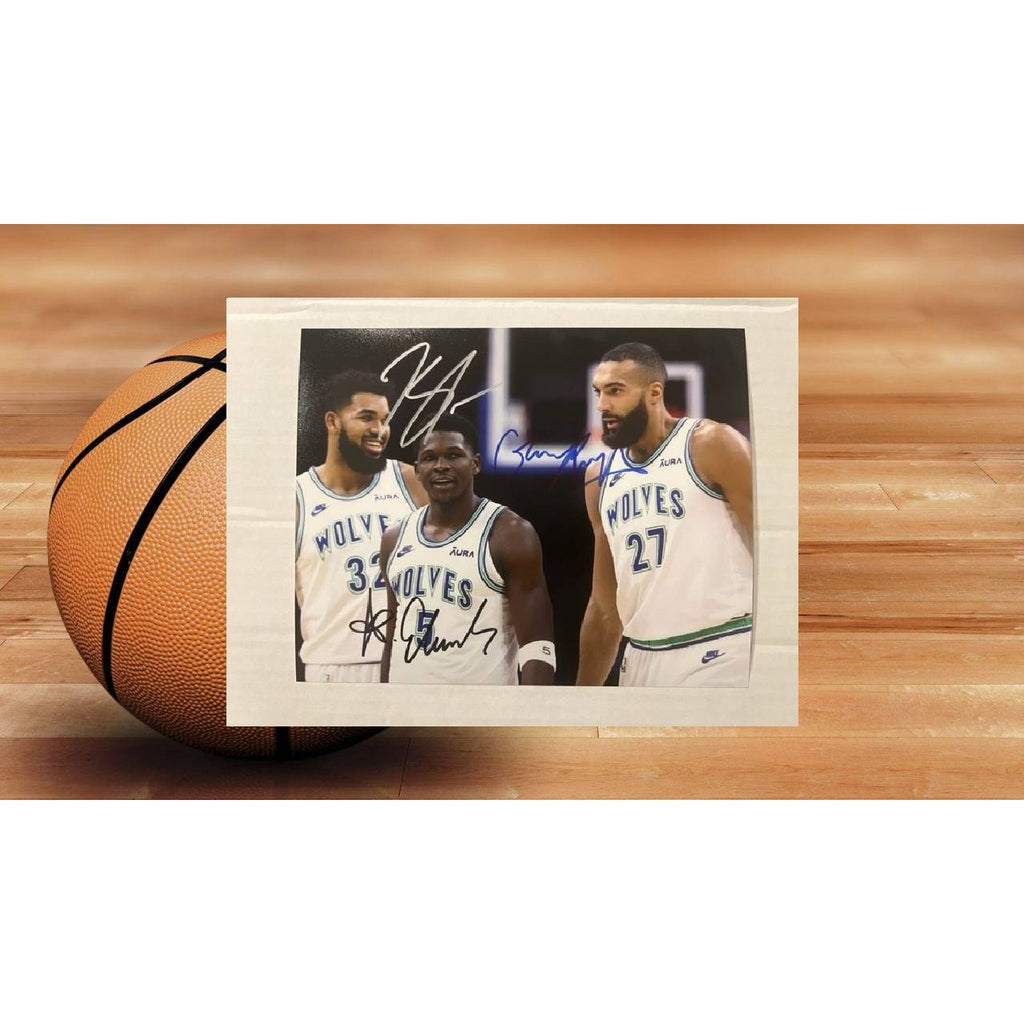 Minnesota Timberwolves Anthony Edwards Karl Anthony Towns Rudy Gobert 8x10 photo signed with proof