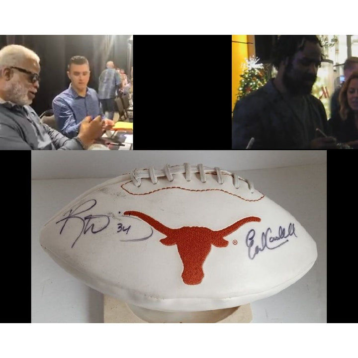 Earl Campbell and Ricky Williams Texas Longhorns full size football signed