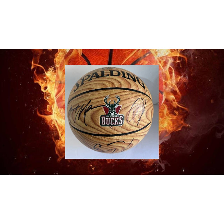 Milwaukee Bucks NBA champions team signed basketball with proof