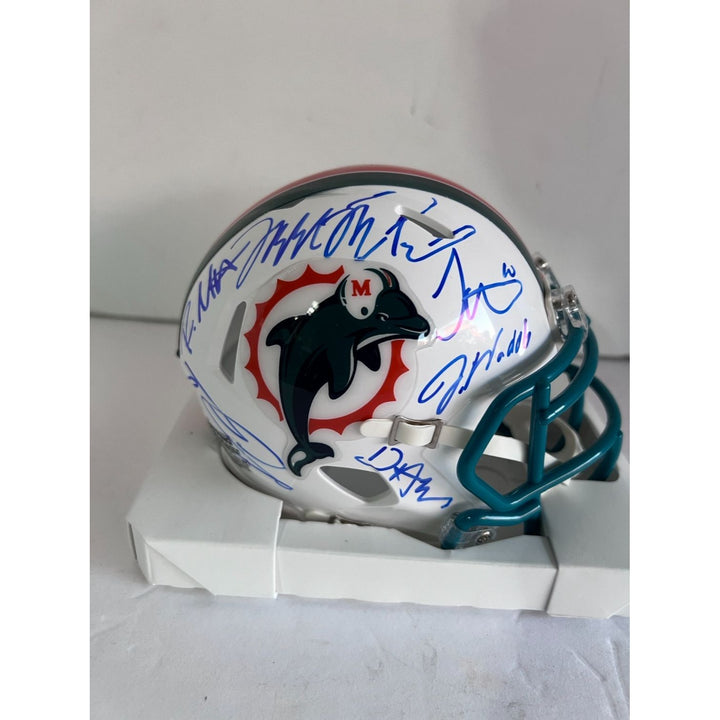 Miami Dolphins Tyreek Hill Jason Waddle Riddell mini helmet signed with proof