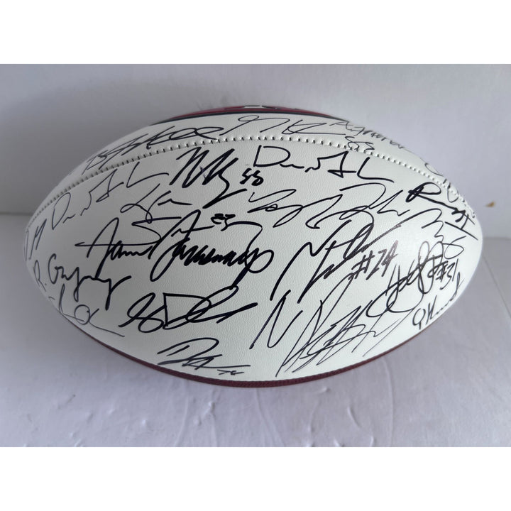 San Francisco 49ers 2023 24 Deebo Samuel, Brock Purdy Christian McCaffrey  full size team signed football with proof