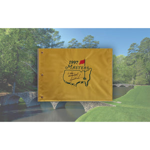 Tiger Woods "To Mike all the best" 1997 Masters Golf pin flag signed with proof