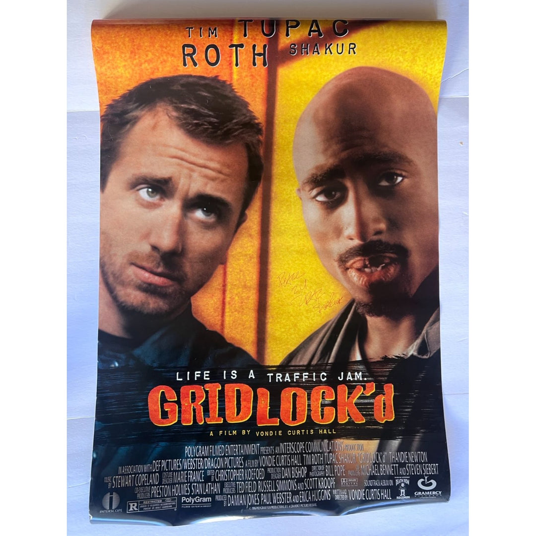 Tupac Shakur and Tim Roth gridlock original movie poster signed