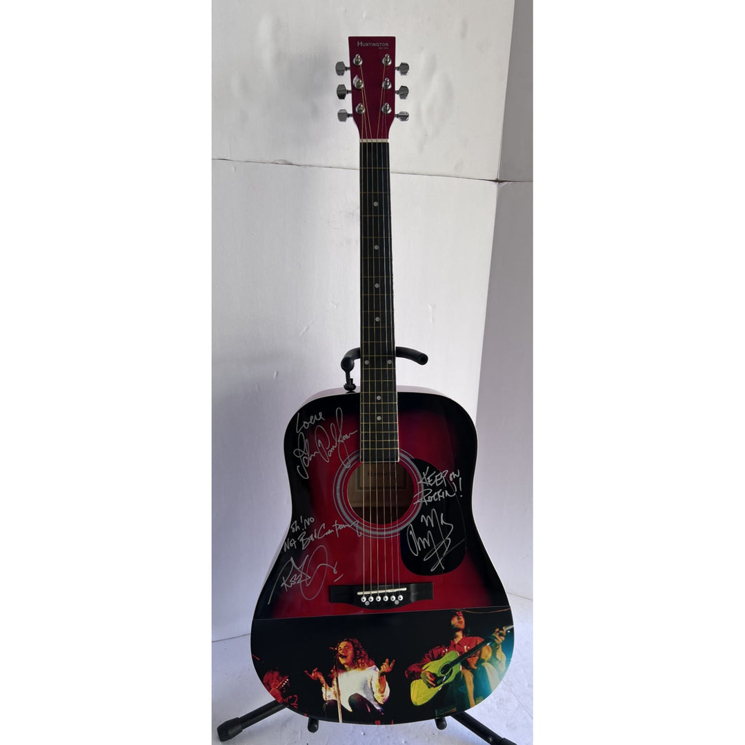 Led Zeppelin Robert Plant Jimmy Page John Paul Jones One of a Kind full size acoustic guitar signed with proof