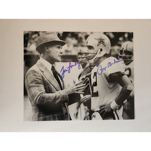 Roger Staubach and Tom Landry Dallas Cowboys 8x10 photo signed