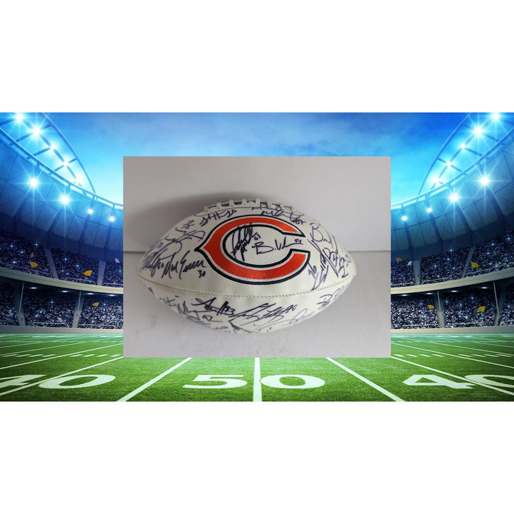 Chicago Bears Brian Urlacher Rex Grossman Lovie Smith NFC champions team signed football