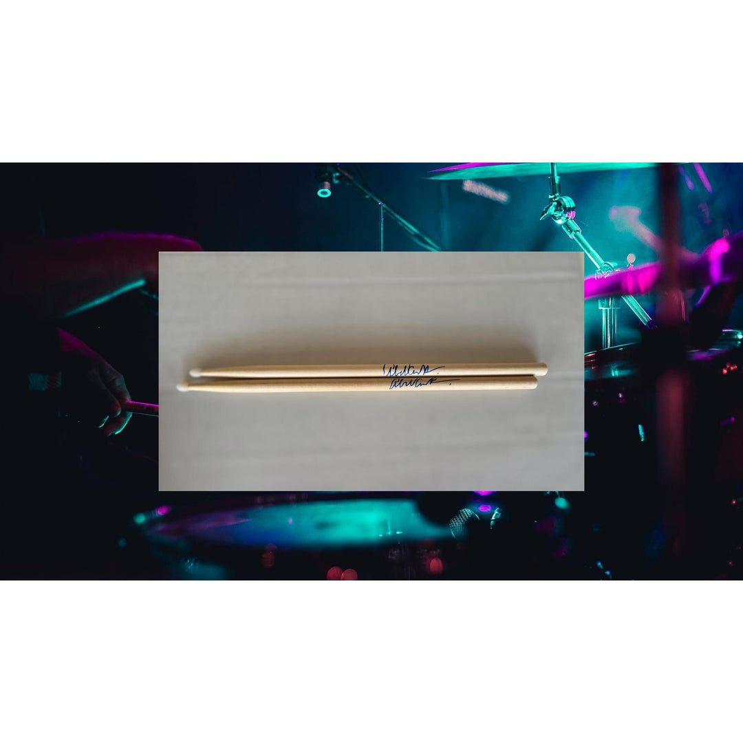 Alex Van Halen of Van Halen Drumsticks signed with proof.