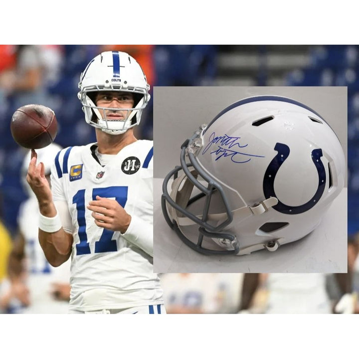 Daniel Jones NFL MVP candidate & rushing leader Indianapolis Colts 2025 Riddell speed full size helmet signed with proof