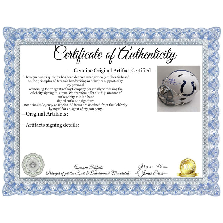 Daniel Jones NFL MVP candidate & rushing leader Indianapolis Colts 2025 Riddell speed full size helmet signed with proof