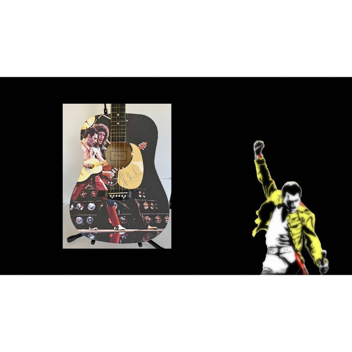 Freddie Mercury full size one of a kind acoustic guitar signed with proof.