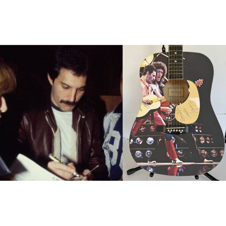 Freddie Mercury full size one of a kind acoustic guitar signed with proof.