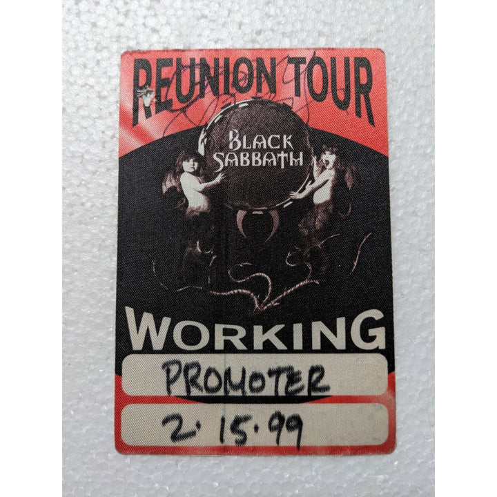 Black Sabbath tour pass signed Ozzy Osbourne