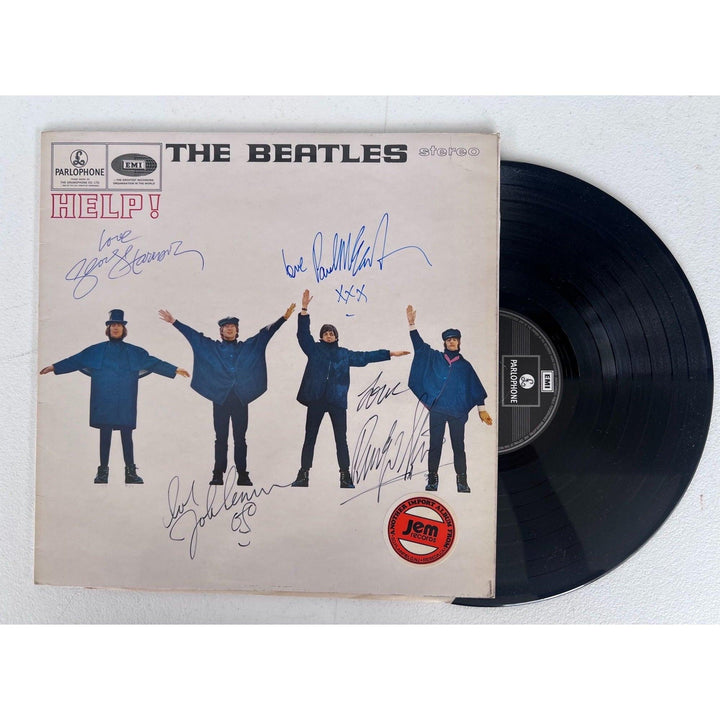 Beatles Help! lp George Harrison , John Lennon, Paul McCartney, Ringo Starr signed with proof.