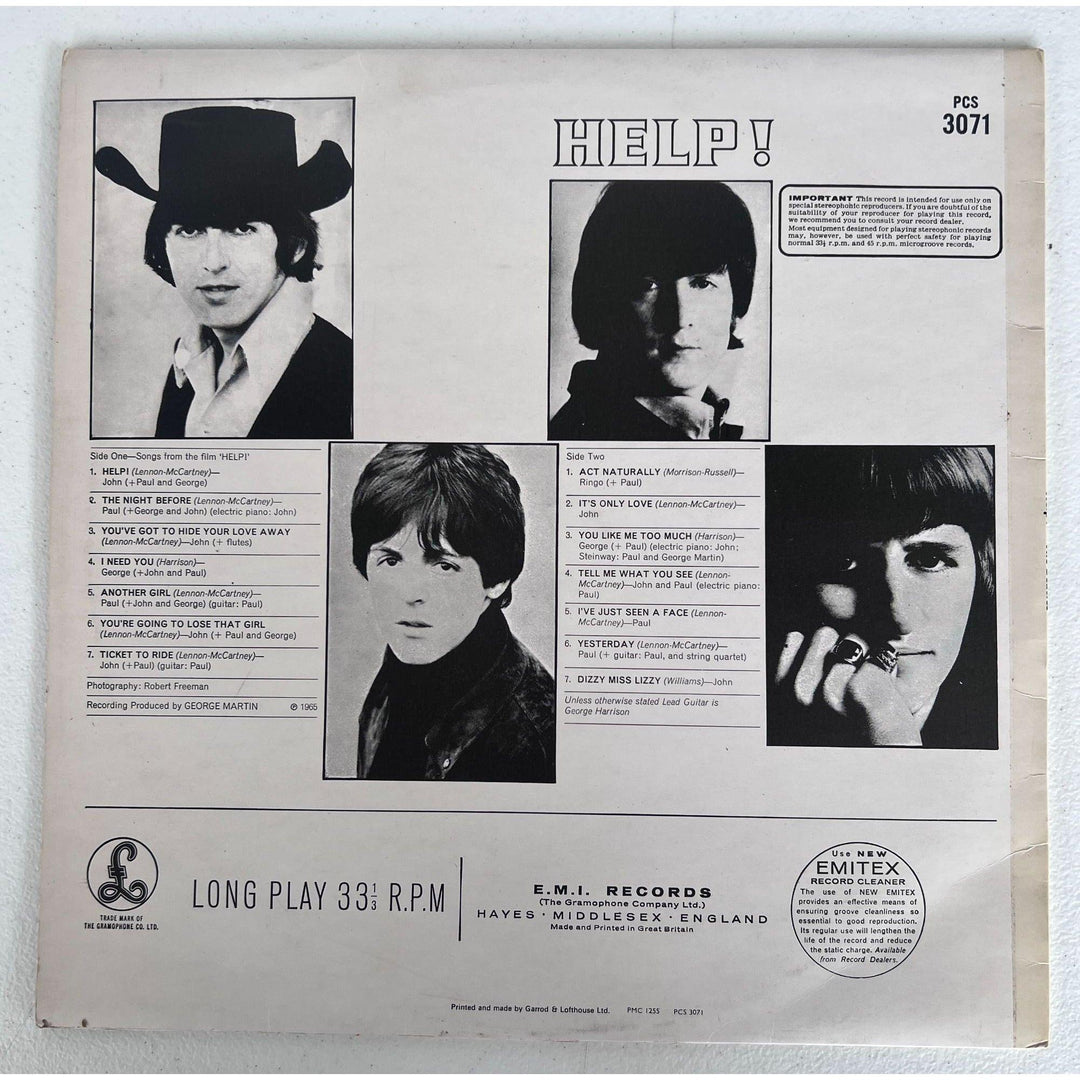 Beatles Help! lp George Harrison , John Lennon, Paul McCartney, Ringo Starr signed with proof.