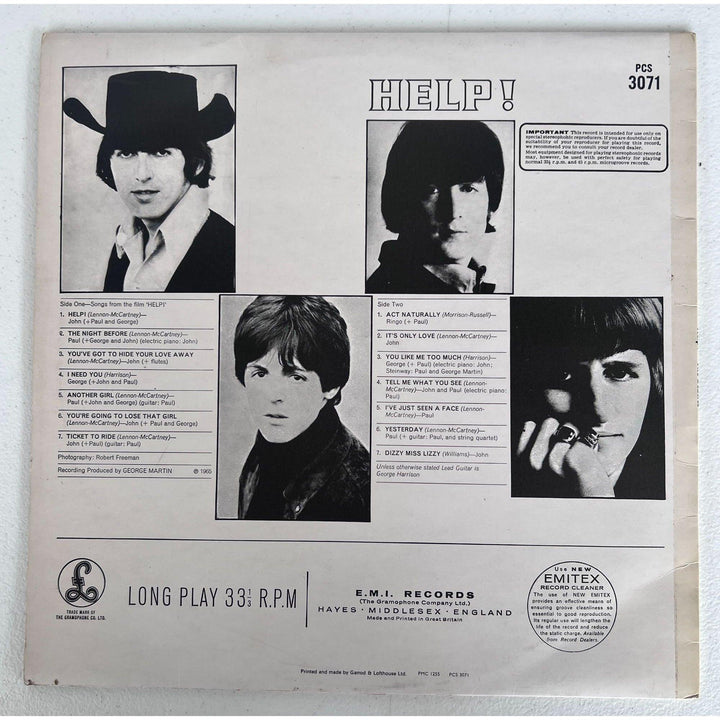 Beatles Help! lp George Harrison , John Lennon, Paul McCartney, Ringo Starr signed with proof.
