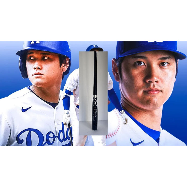 Shohei Ohtani Los Angeles Dodgers Rawlings MLB game model bat signed in english and japanese with proof