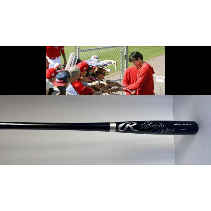 Shohei Ohtani Los Angeles Dodgers Rawlings MLB game model bat signed in english and japanese with proof