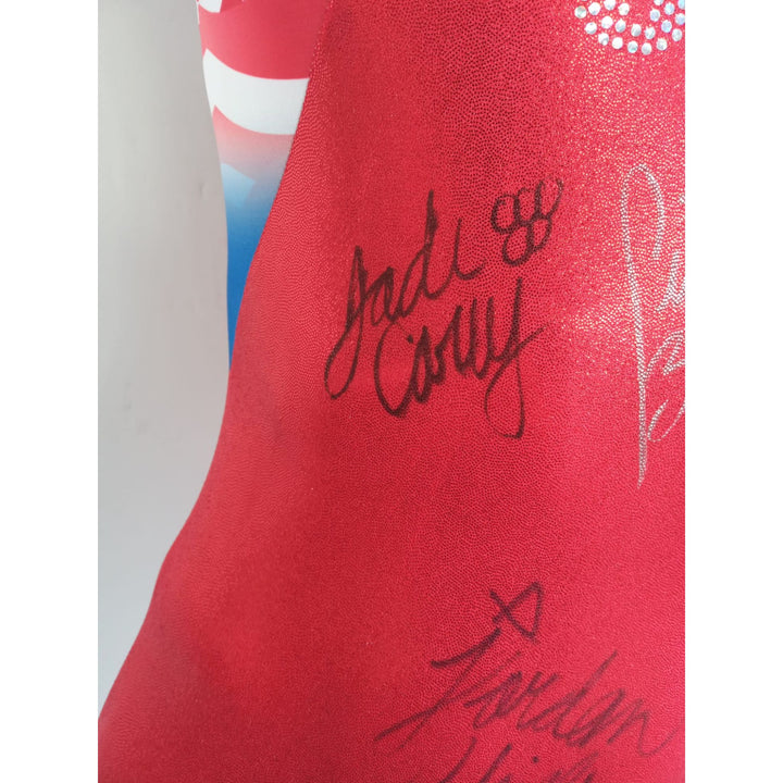 Simone Biles, Suni Lee, Jordan Chiles, Jade Carey 2024 USA Gold Medalists team signed USA leotard with proof