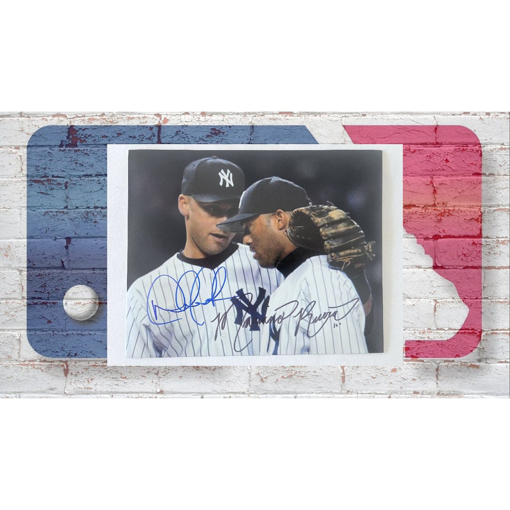 New York Yankees Mariano Rivera Derek Jeter 8x10 photo signed with proof