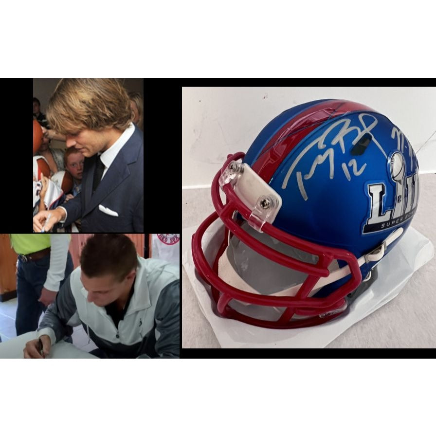 Tom Brady and Rob Gronkowski Super Bowl mini helmet signed with proof