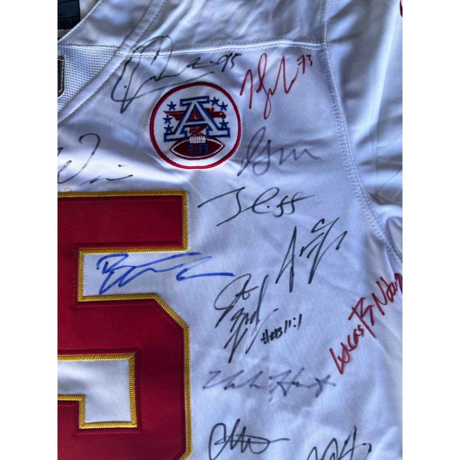 Kansas City Chiefs Super Bowl 57 champions Patrick Mahomes Game model jersey team signed 2022-23
