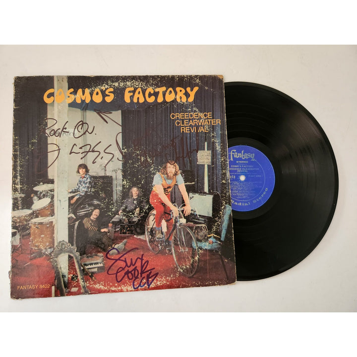 John Fogerty Doug Clifford Stu cook Creedence Clearwater Revival Cosmos Factory LP signed with proof