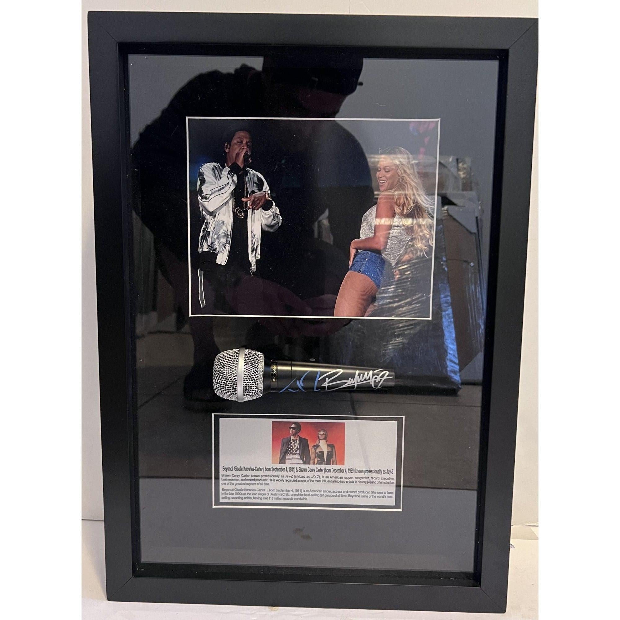 Beyonce Knowles and Jay Z One of a Kind microphone signed and framed w ...