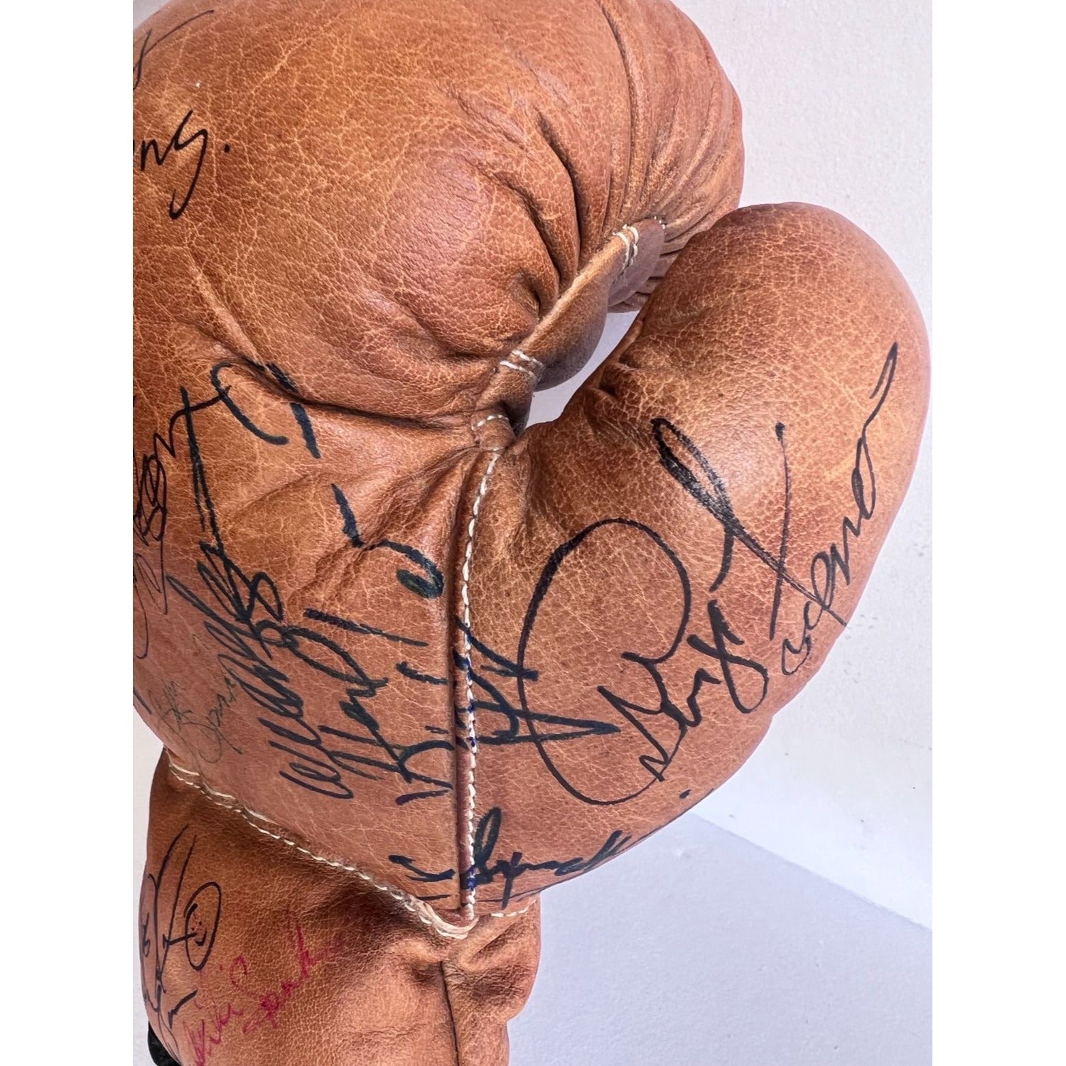 Heavyweight Champions Muhammed Ali Tyson Fury Mike Tyson George Foreman vintage boxing glove signed with proof