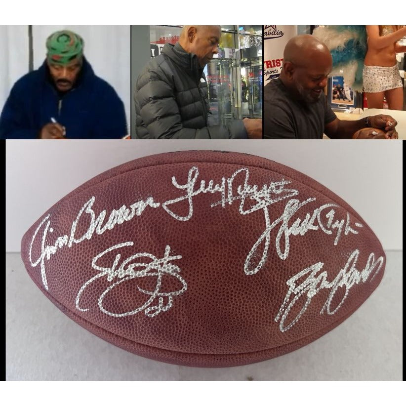 Walter Payton Jim Brown Tony Dorsett Emmitt Smith Barry Sanders NFL game football signed with proof